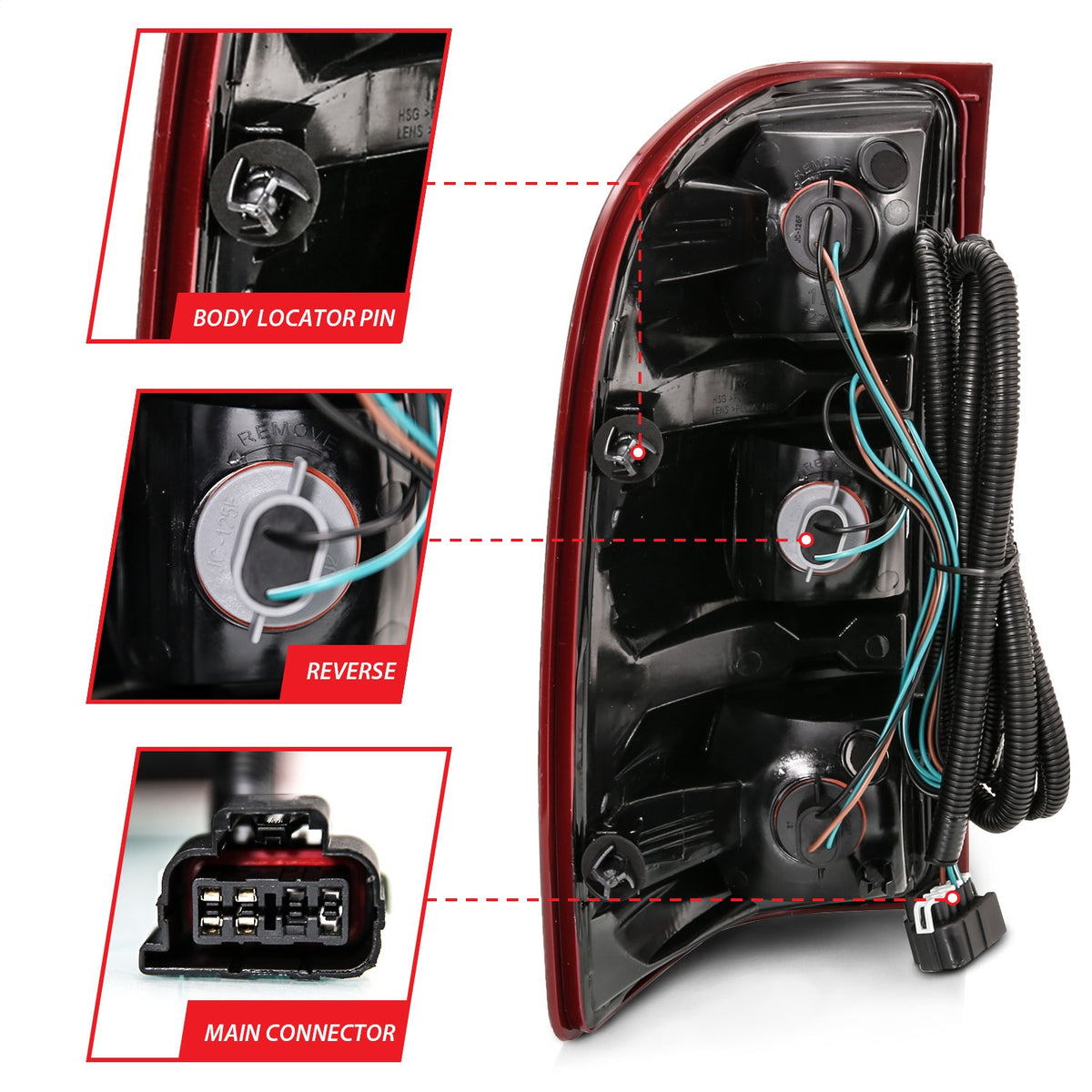 ANZO USA ZUKT_311303 Anzo ZUKT_311303 Tail Light Assembly Red/Clear Lens OE
