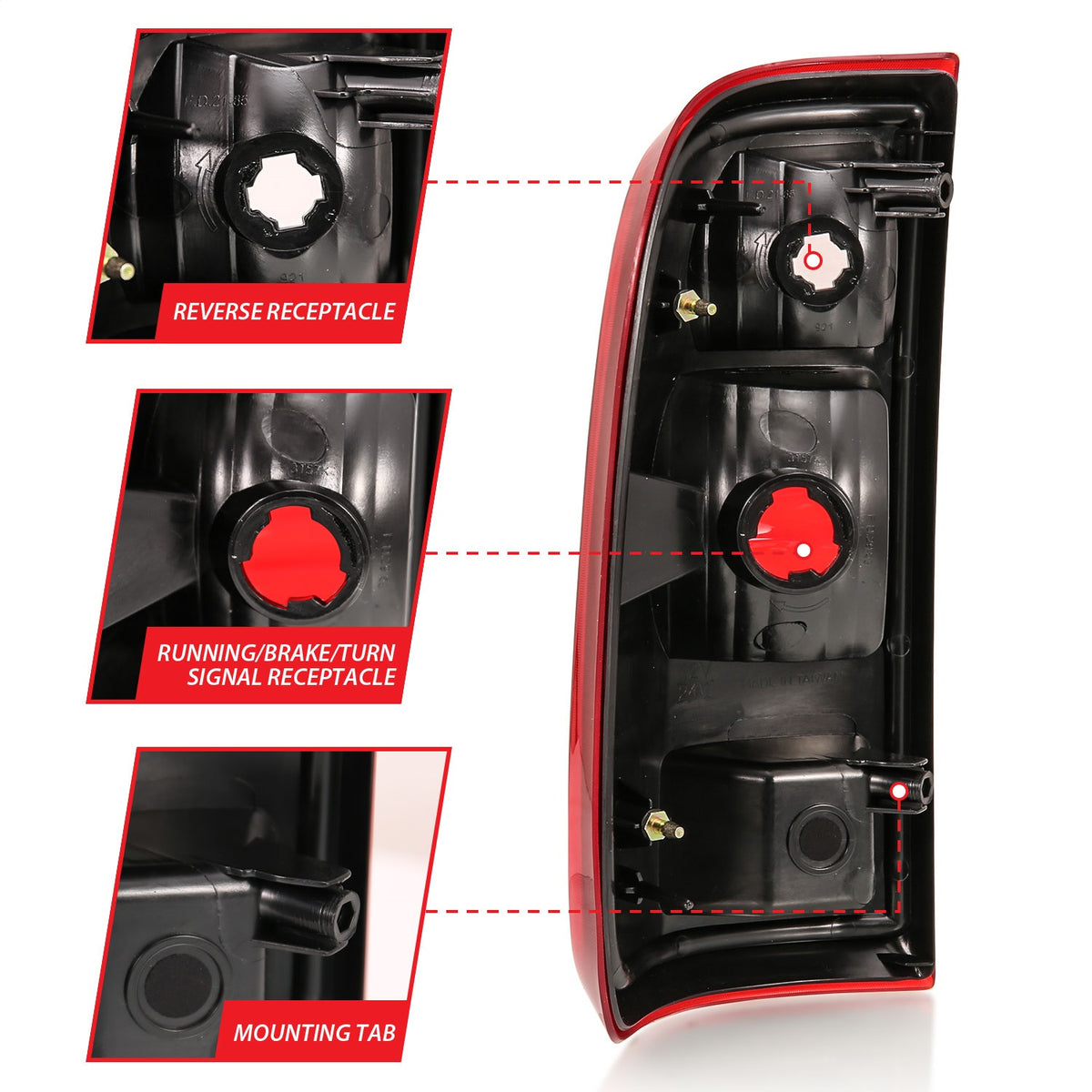 ANZO USA ZUKT_311305 Anzo ZUKT_311305 Tail Light Assembly Red/Clear Lens OE