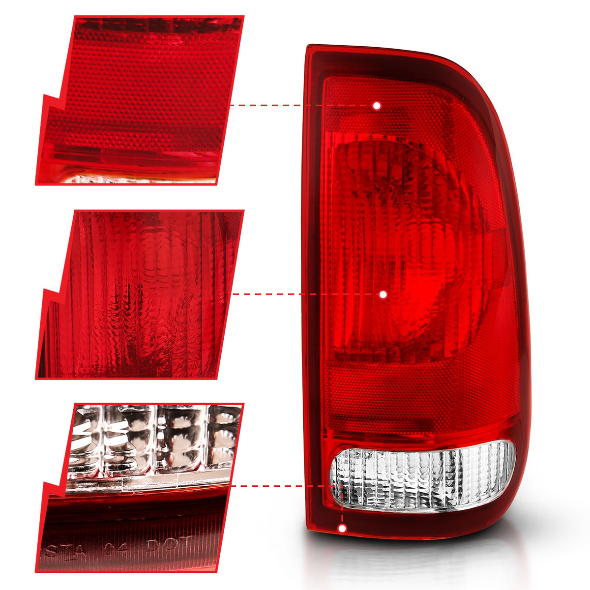 ANZO USA ZUKT_311307 Anzo ZUKT_311307 Tail Light Assembly Red/Clear Lens OE