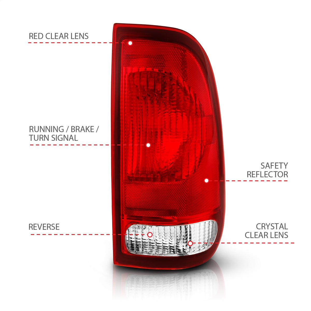 ANZO USA ZUKT_311307 Anzo ZUKT_311307 Tail Light Assembly Red/Clear Lens OE