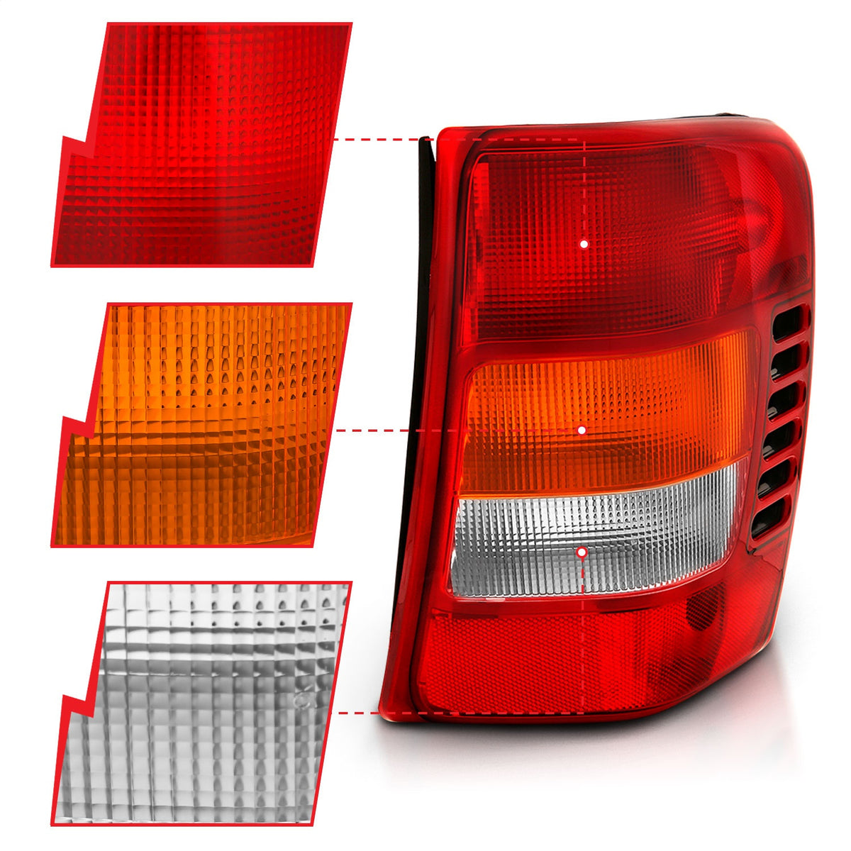 ANZO USA ZUKT_311308 Anzo ZUKT_311308 Tail Light Assembly Red/Clear Lens OE