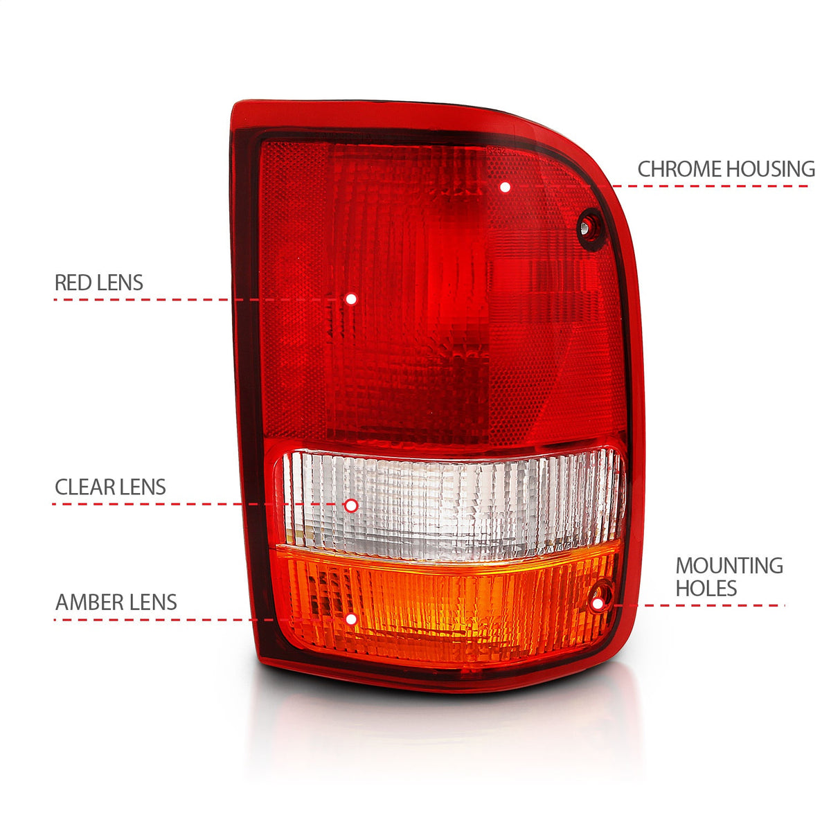 ANZO USA ZUKT_311310 Anzo ZUKT_311310 Tail Light Assembly Red/Clear Lens Pair for Fits