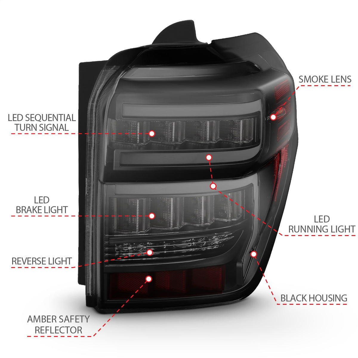 ANZO USA ZUKT_311312 Anzo ZUKT_311312 Lens Black Housing Red Light Bar