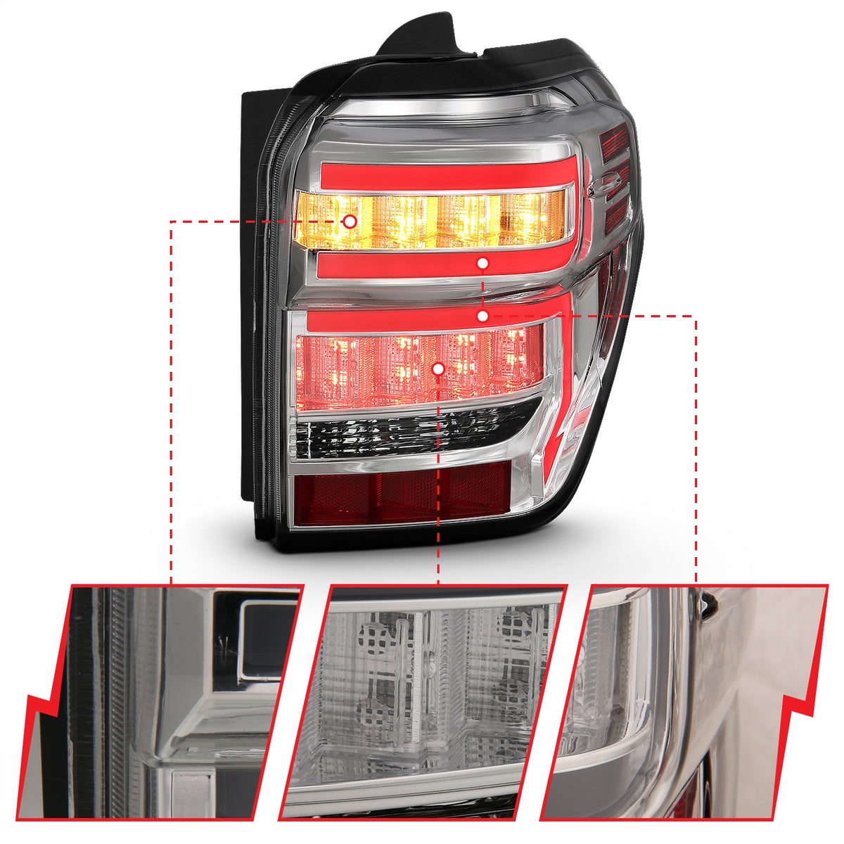 ANZO USA ZUKT_311313 Anzo ZUKT_311313 Lens Chrome Housing Red Light Bar