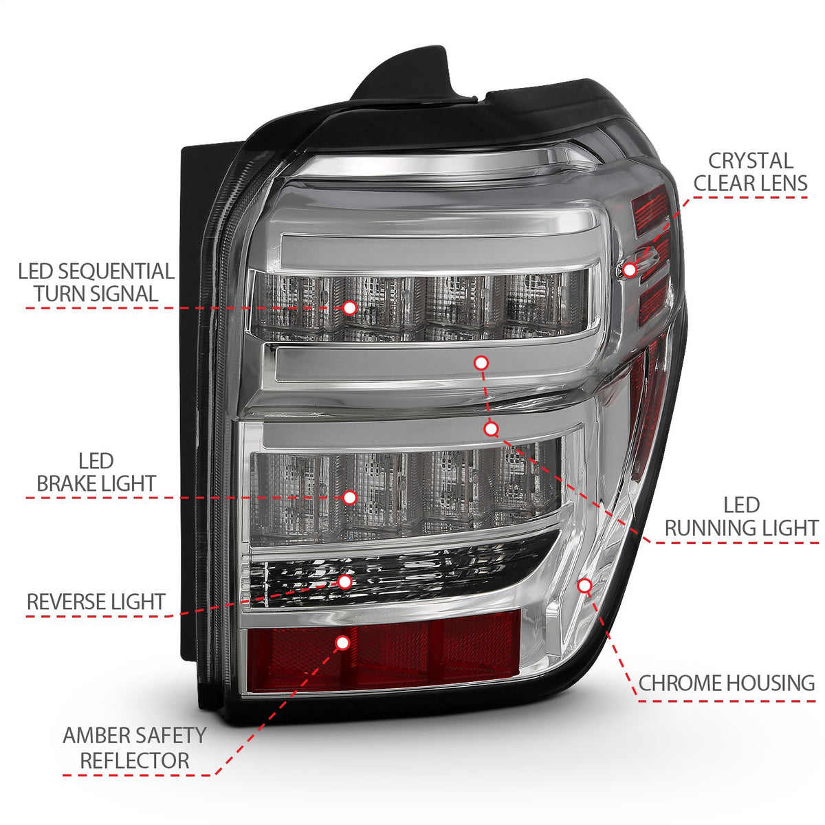 ANZO USA ZUKT_311313 Anzo ZUKT_311313 Lens Chrome Housing Red Light Bar