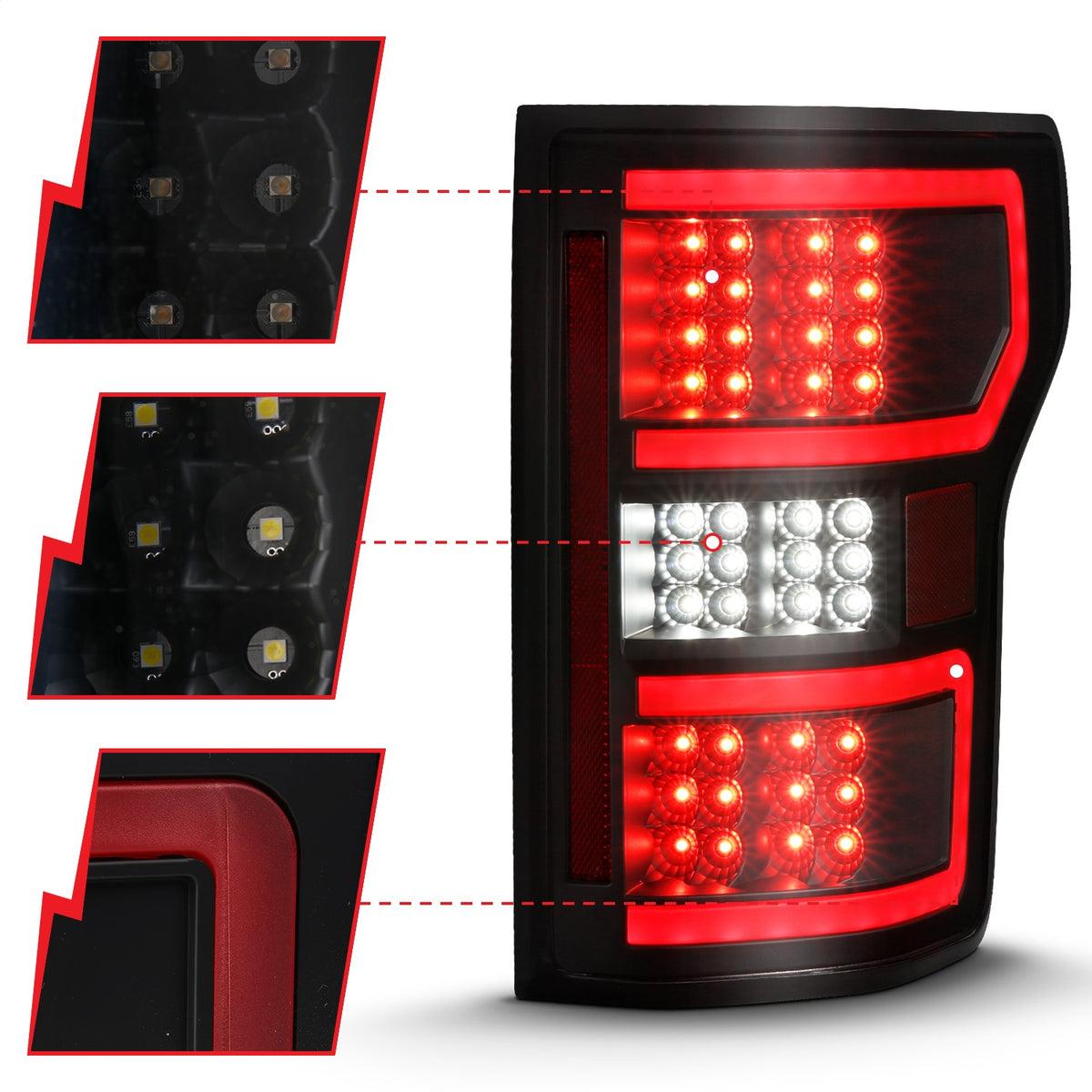 ANZO USA ZUKT_311314 Anzo ZUKT_311314 Lens Black Housing Red Light Bar