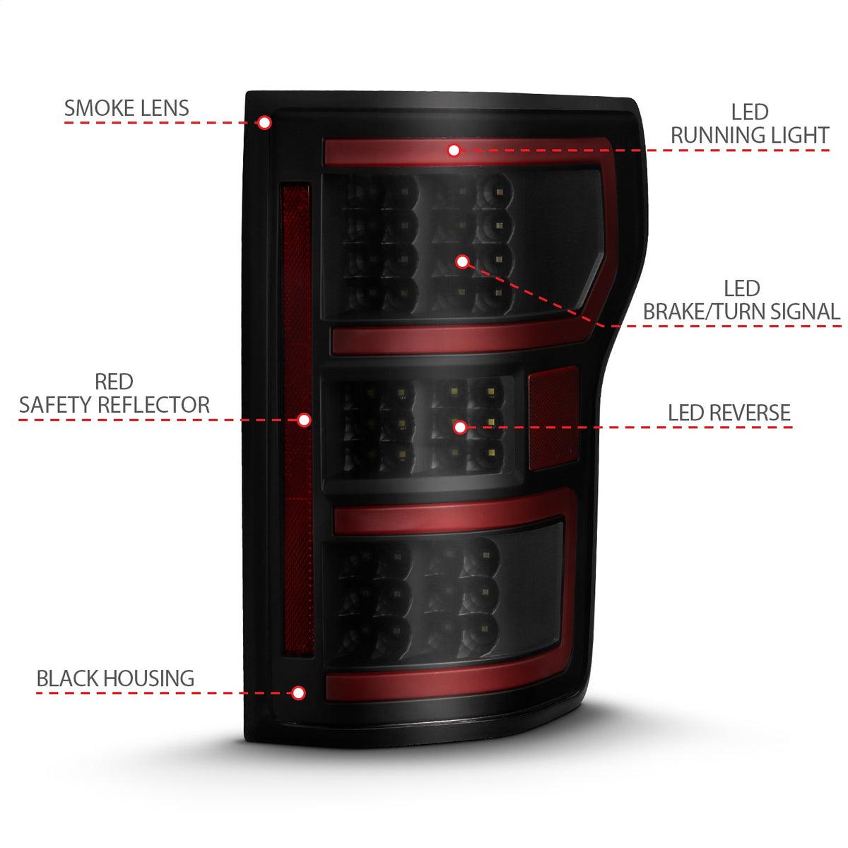 ANZO USA ZUKT_311314 Anzo ZUKT_311314 Lens Black Housing Red Light Bar
