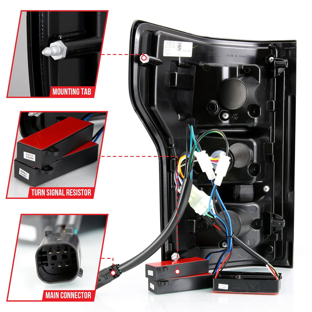 ANZO USA ZUKT_311314 Anzo ZUKT_311314 Lens Black Housing Red Light Bar