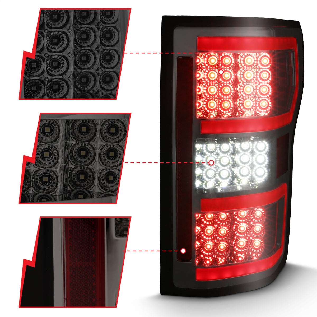 ANZO USA ZUKT_311315 Anzo ZUKT_311315 Lens Smoke Housing Red Light Bar