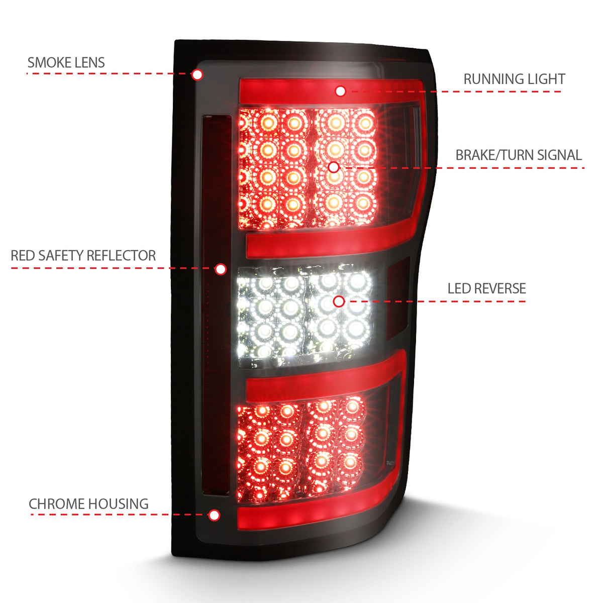 ANZO USA ZUKT_311315 Anzo ZUKT_311315 Lens Smoke Housing Red Light Bar