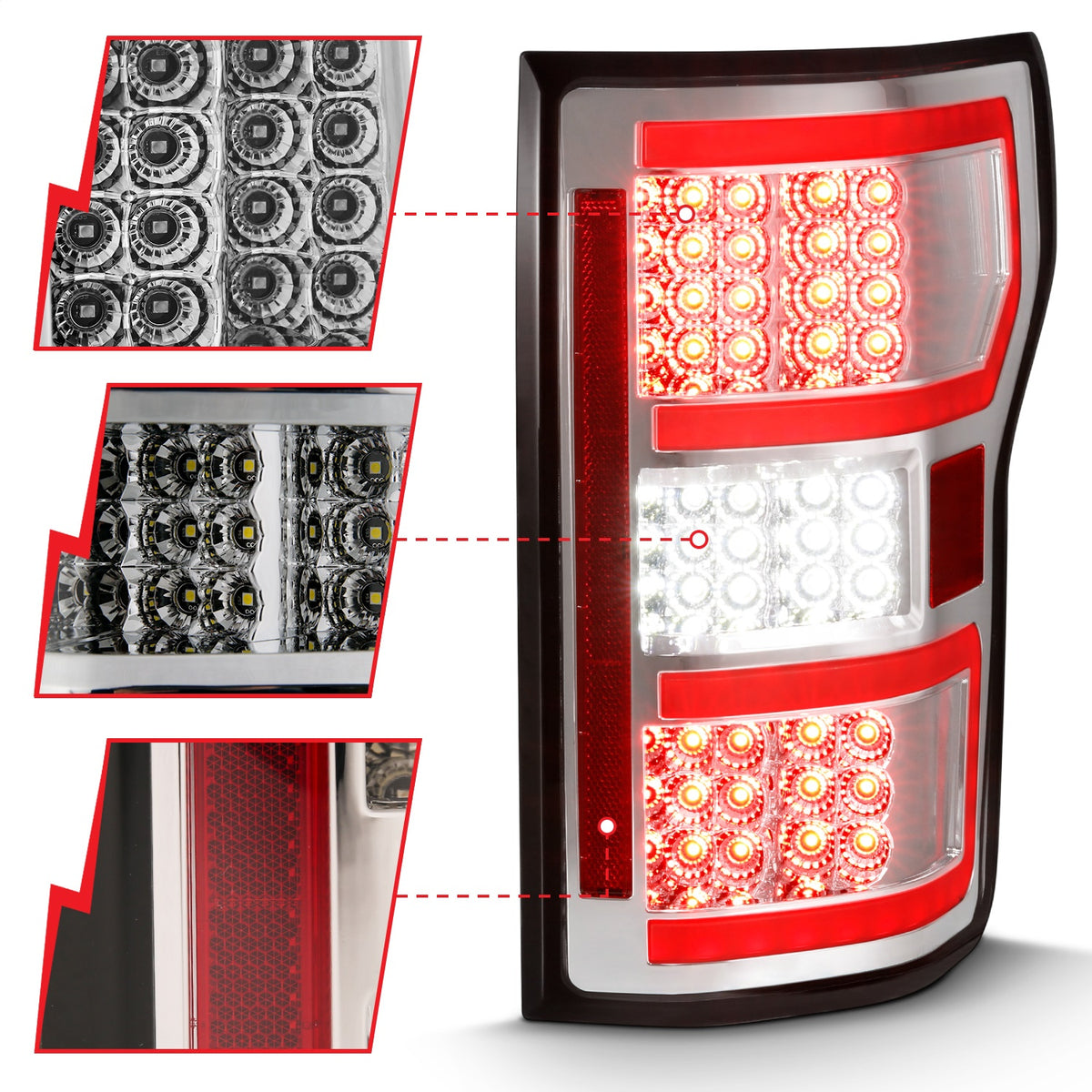 ANZO USA ZUKT_311316 Anzo ZUKT_311316 Lens Chrome Housing Red Light Bar