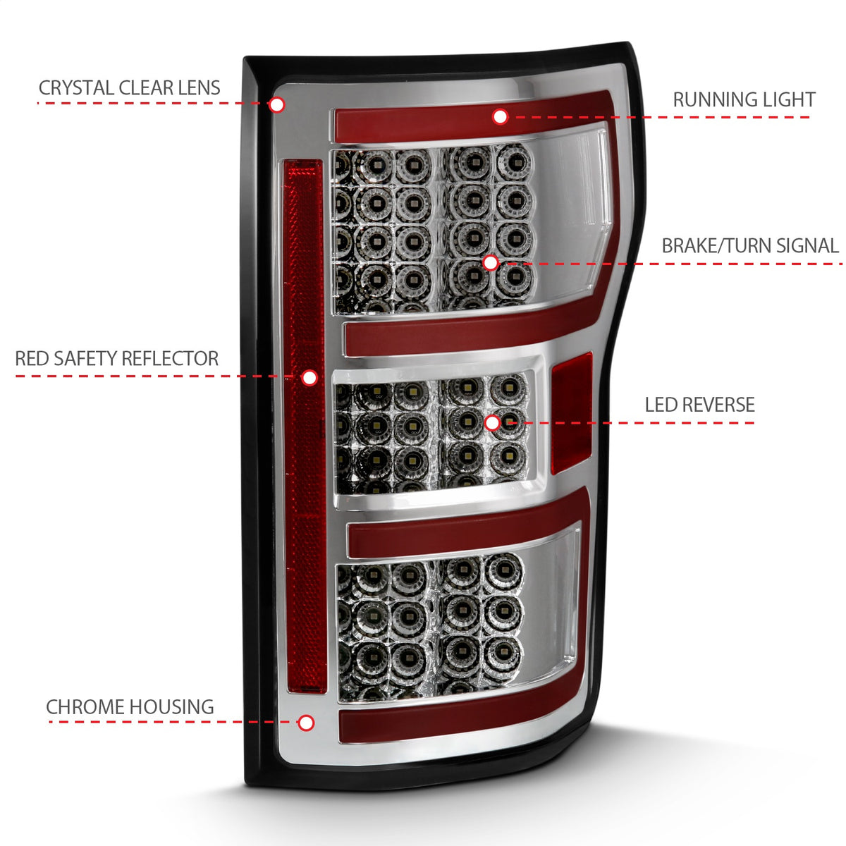 ANZO USA ZUKT_311316 Anzo ZUKT_311316 Lens Chrome Housing Red Light Bar