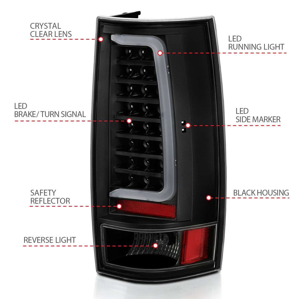 ANZO USA ZUKT_311321 Anzo ZUKT_311321 LED Tail Light Assembly LED Clear Lens Black