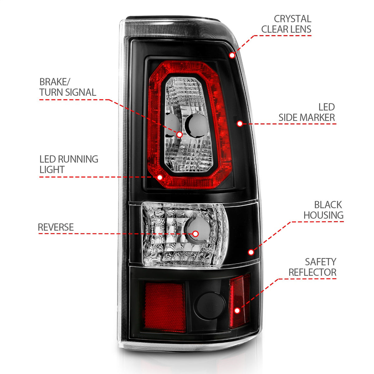 ANZO USA ZUKT_311324 Anzo ZUKT_311324 LED Tail Light Assembly LED Clear Lens Black