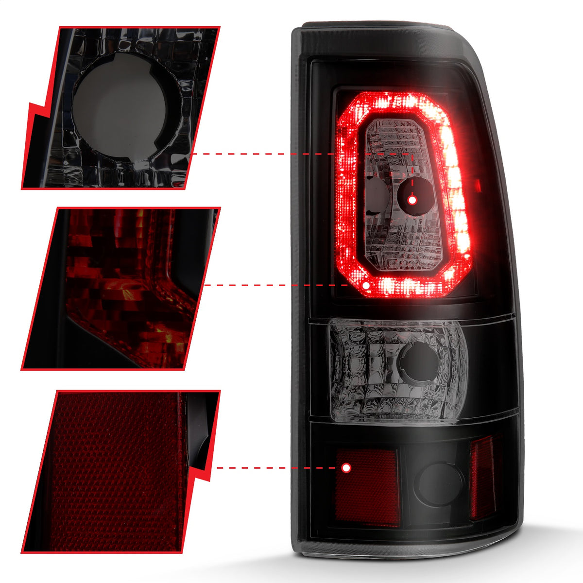 ANZO USA ZUKT_311325 Anzo ZUKT_311325 LED Tail Light Assembly LED Smoke Lens Black