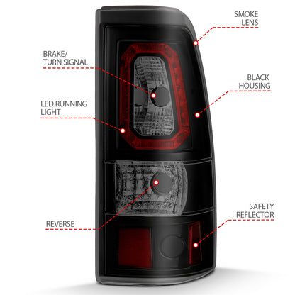 ANZO USA ZUKT_311325 Anzo ZUKT_311325 LED Tail Light Assembly LED Smoke Lens Black