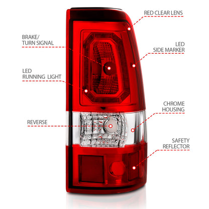 ANZO USA ZUKT_311326 Anzo ZUKT_311326 LED Tail Light Assembly LED Red/Clear Lens