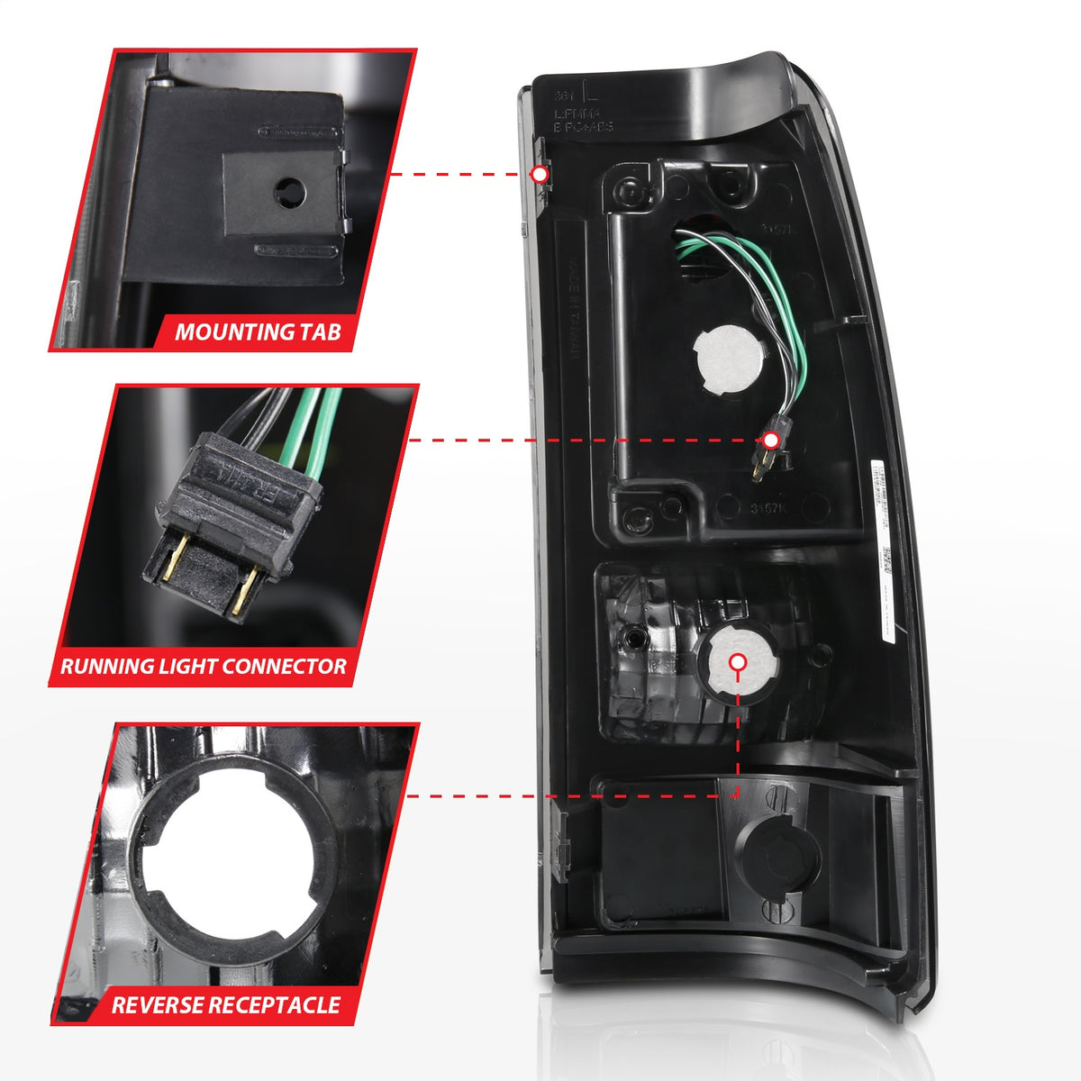 ANZO USA ZUKT_311329 Anzo ZUKT_311329 LED Tail Light Assembly LED Red/Clear Lens