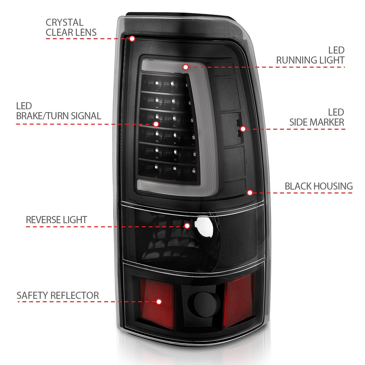 ANZO USA ZUKT_311330 Anzo ZUKT_311330 LED Tail Light Assembly LED Clear Lens Black