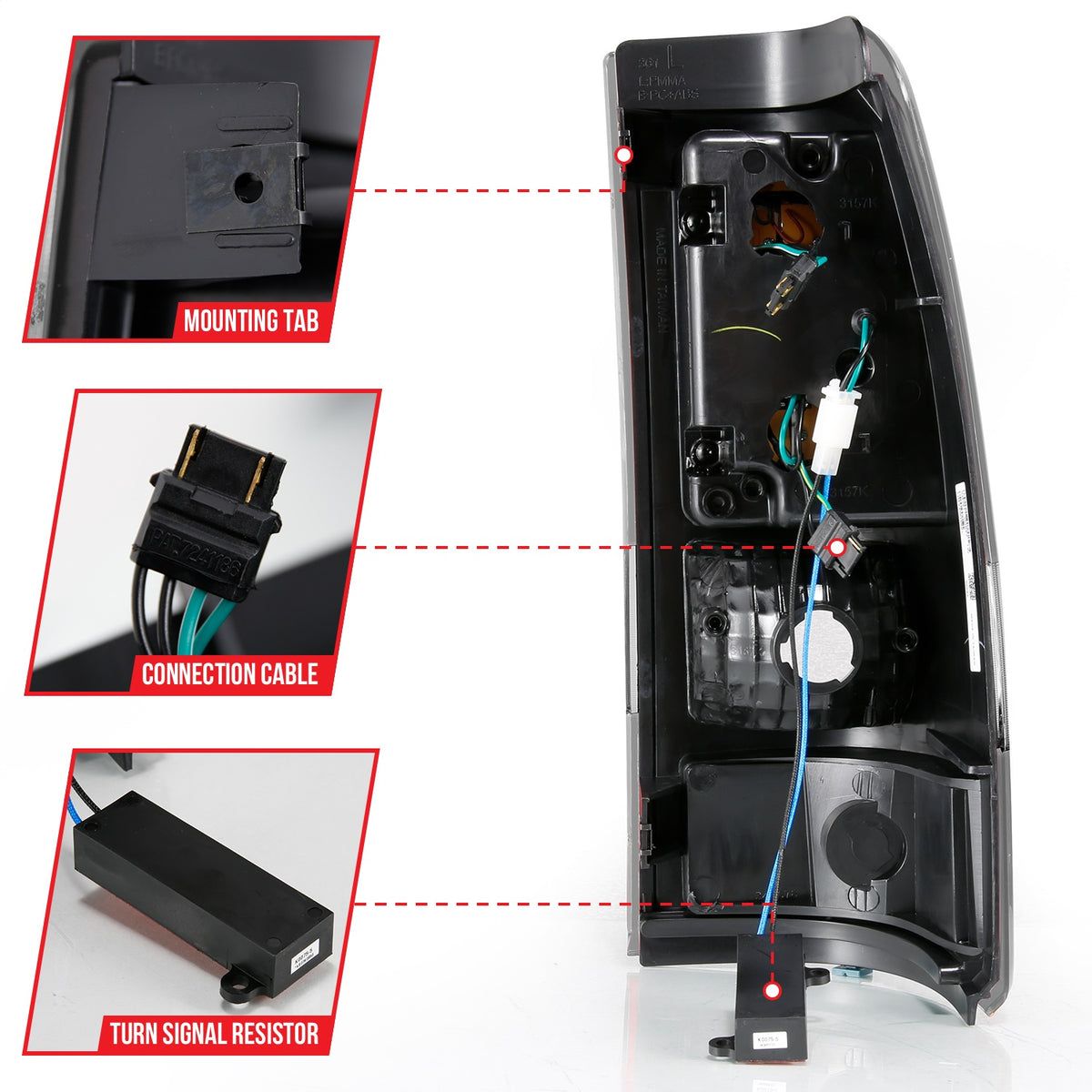 ANZO USA ZUKT_311330 Anzo ZUKT_311330 LED Tail Light Assembly LED Clear Lens Black