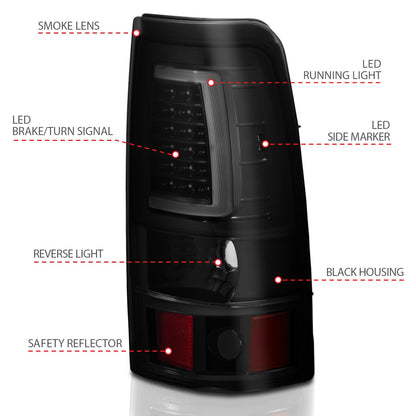 ANZO USA ZUKT_311331 Anzo ZUKT_311331 LED Tail Light Assembly LED Smoke Lens Black