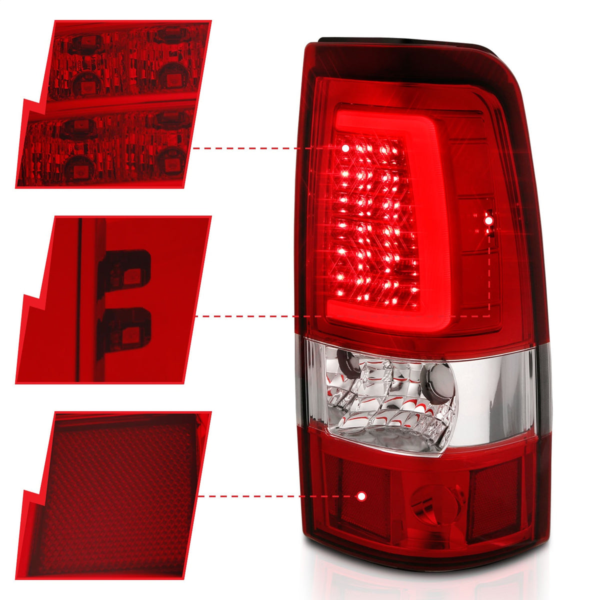 ANZO USA ZUKT_311332 Anzo ZUKT_311332 LED Tail Light Assembly LED Red/Clear Lens