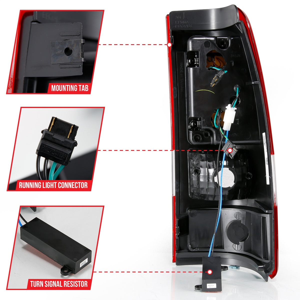 ANZO USA ZUKT_311332 Anzo ZUKT_311332 LED Tail Light Assembly LED Red/Clear Lens