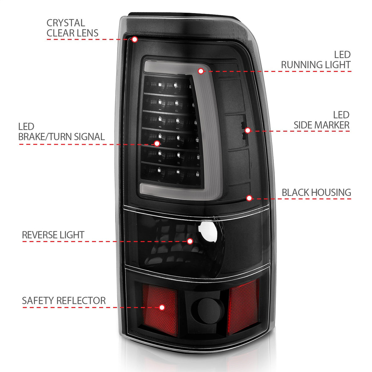 ANZO USA ZUKT_311333 Anzo ZUKT_311333 LED Tail Light Assembly LED Clear Lens Black