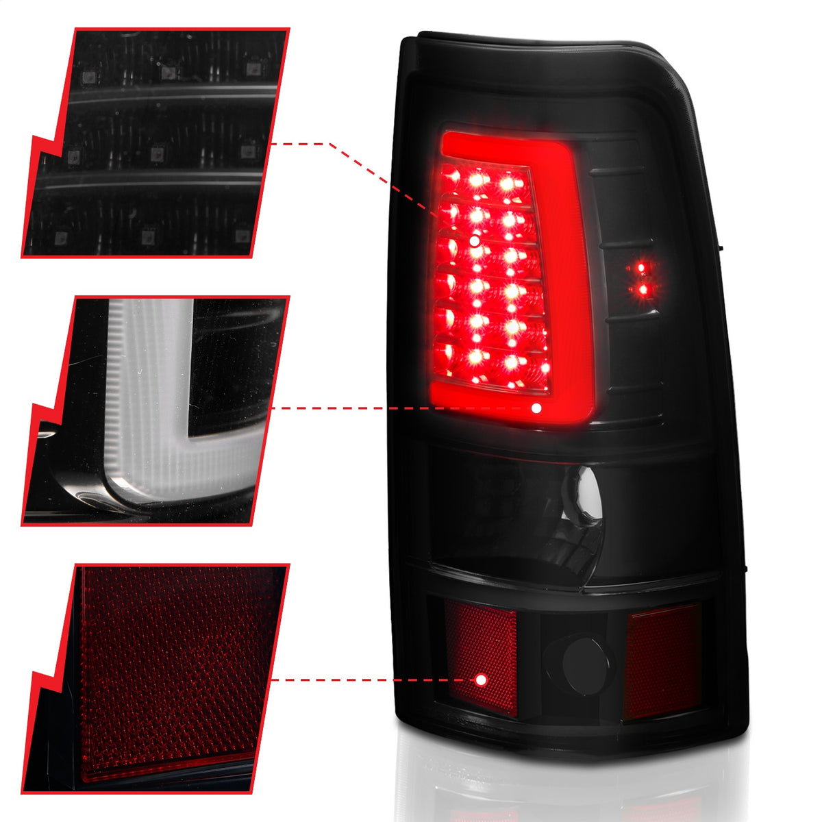 ANZO USA ZUKT_311334 Anzo ZUKT_311334 LED Tail Light Assembly LED Smoke Lens Black