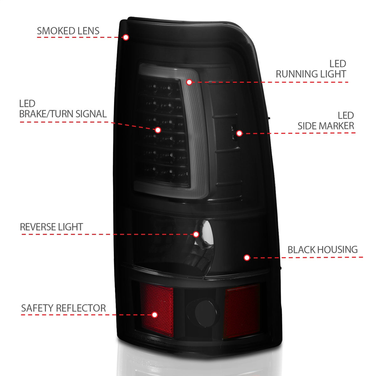 ANZO USA ZUKT_311334 Anzo ZUKT_311334 LED Tail Light Assembly LED Smoke Lens Black