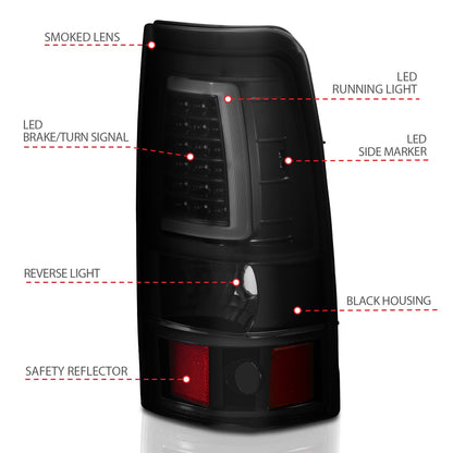 ANZO USA ZUKT_311334 Anzo ZUKT_311334 LED Tail Light Assembly LED Smoke Lens Black