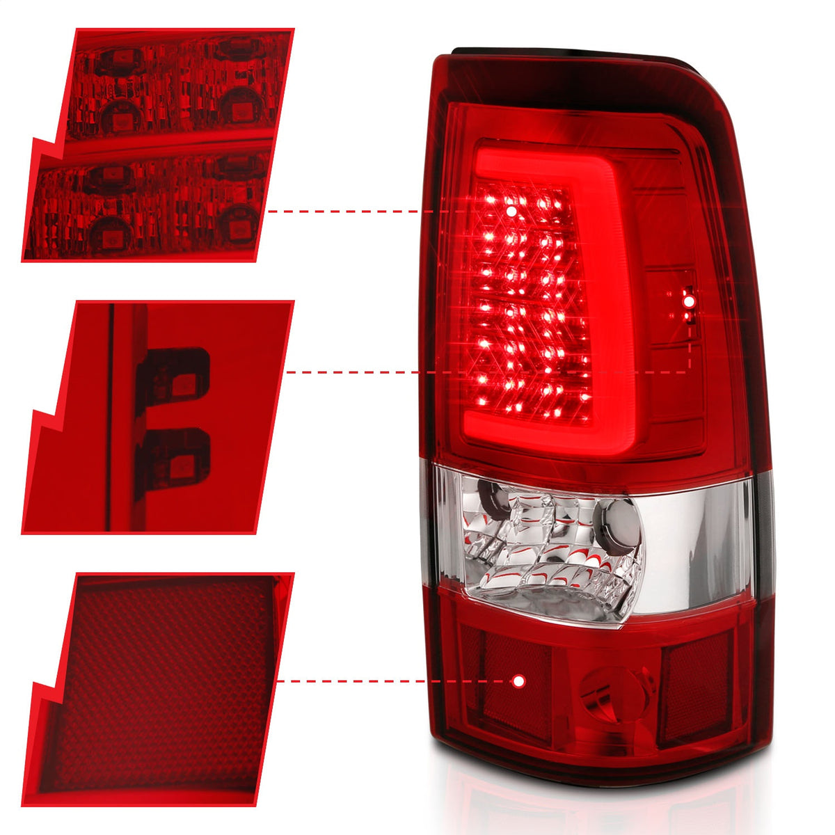 ANZO USA ZUKT_311335 Anzo ZUKT_311335 LED Tail Light Assembly LED Red/Clear Lens