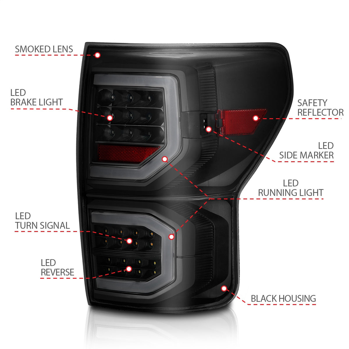 ANZO USA ZUKT_311337 Anzo ZUKT_311337 LED Tail Light Assembly LED Smoke Lens Black