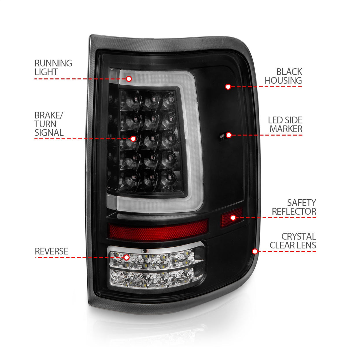 ANZO USA ZUKT_311342 Anzo ZUKT_311342 Lens Black Housing w/ Light Bar