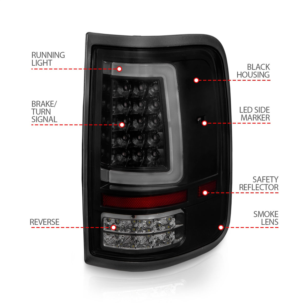 ANZO USA ZUKT_311343 Anzo ZUKT_311343 Lens Black Housing w/ Light Bar