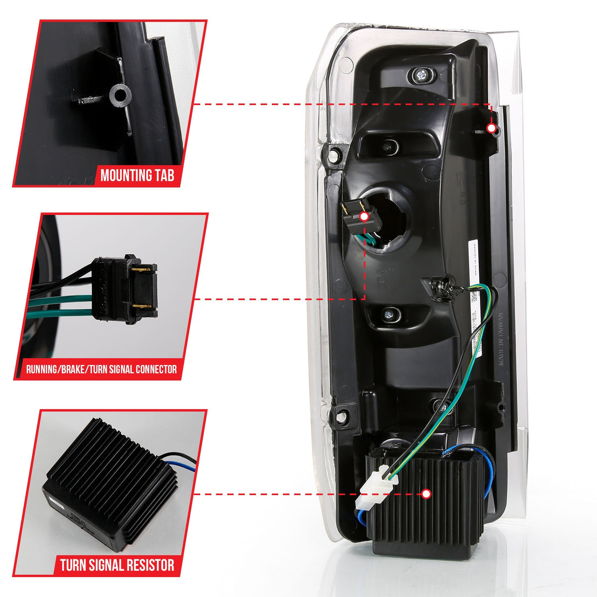 ANZO USA ZUKT_311350 Anzo ZUKT_311350 LED Tail Light Assembly LED Clear Lens Black