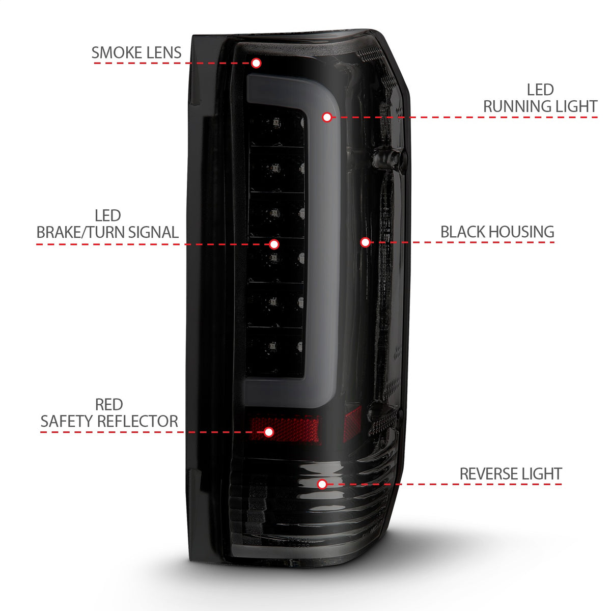 ANZO USA ZUKT_311351 Anzo ZUKT_311351 LED Tail Light Assembly LED Smoke Lens Black