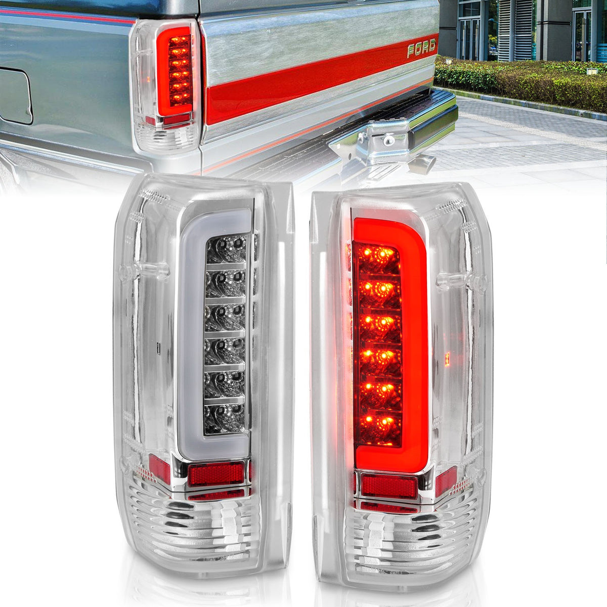 ANZO USA ZUKT_311352 Anzo ZUKT_311352 LED Tail Light Assembly LED Clear Lens Chrome