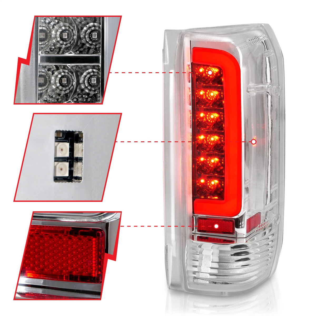 ANZO USA ZUKT_311352 Anzo ZUKT_311352 LED Tail Light Assembly LED Clear Lens Chrome