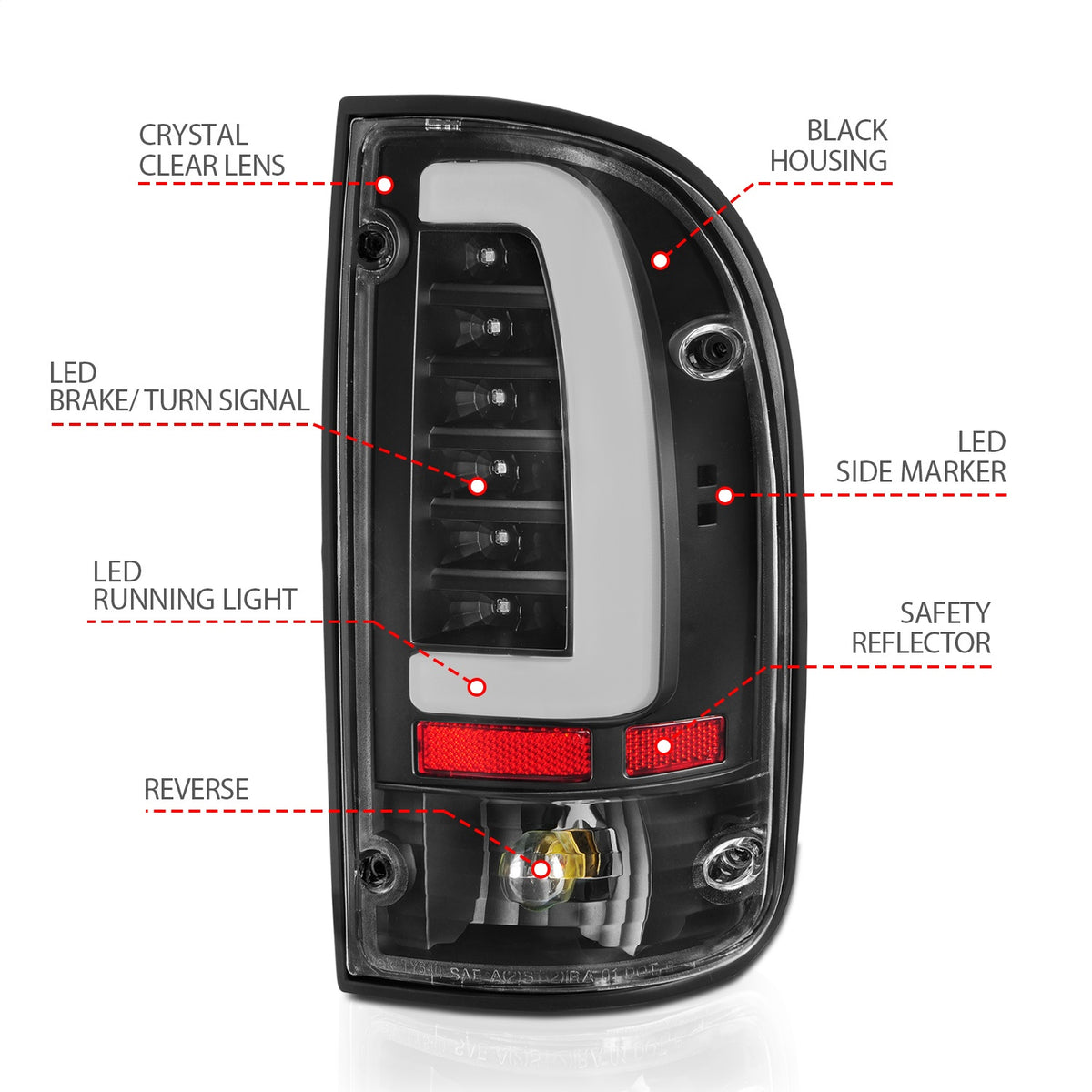 ANZO USA ZUKT_311353 Anzo ZUKT_311353 LED Tail Light Assembly LED Clear Lens Black
