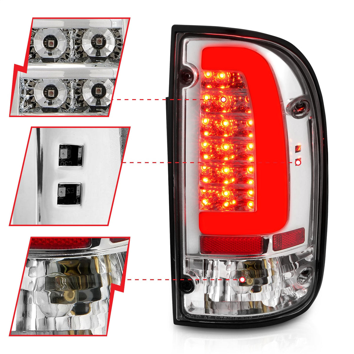 ANZO USA ZUKT_311355 Anzo ZUKT_311355 LED Tail Light Assembly LED Clear Lens Chrome