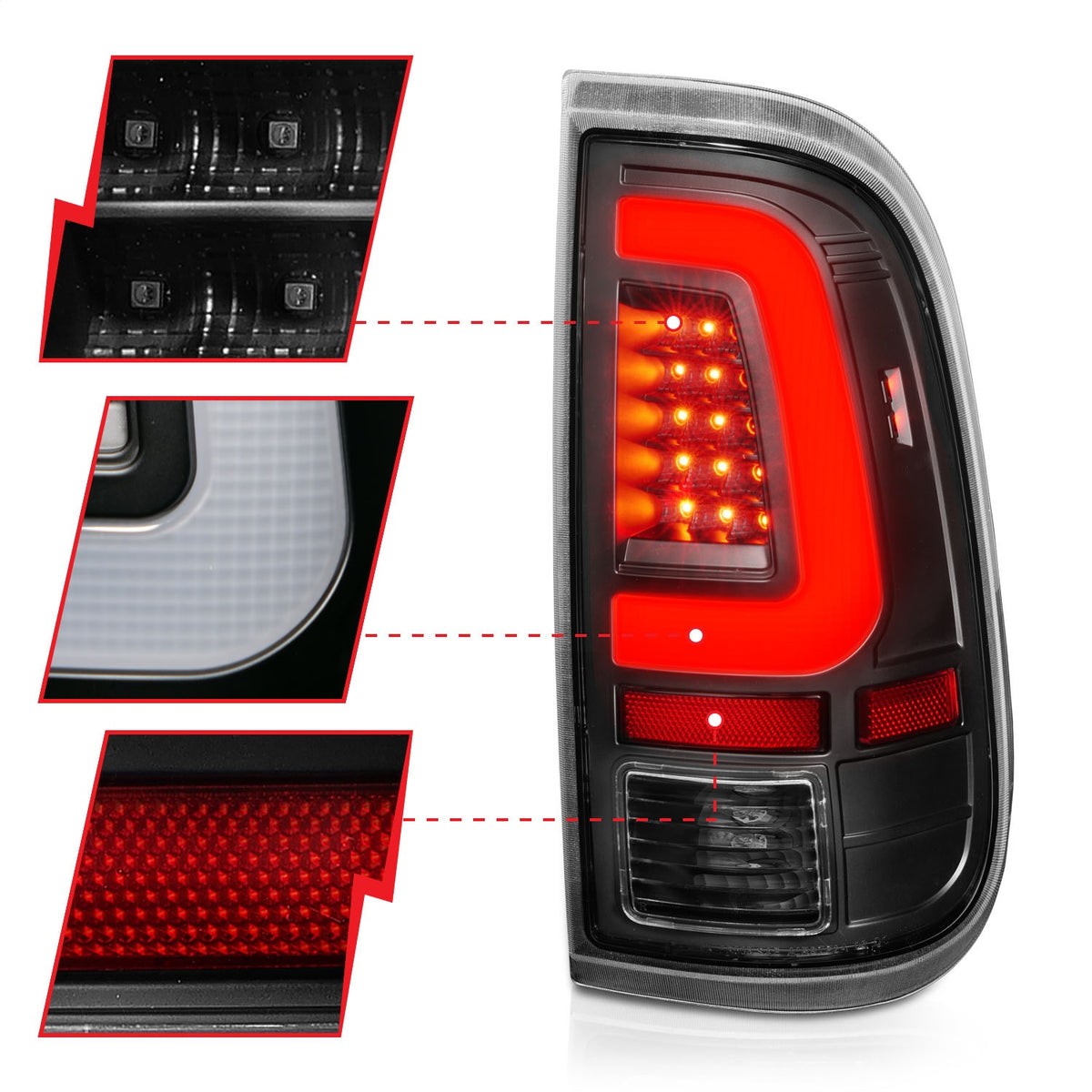 ANZO USA ZUKT_311356 Anzo ZUKT_311356 LED Tail Light Assembly LED Clear Lens Black