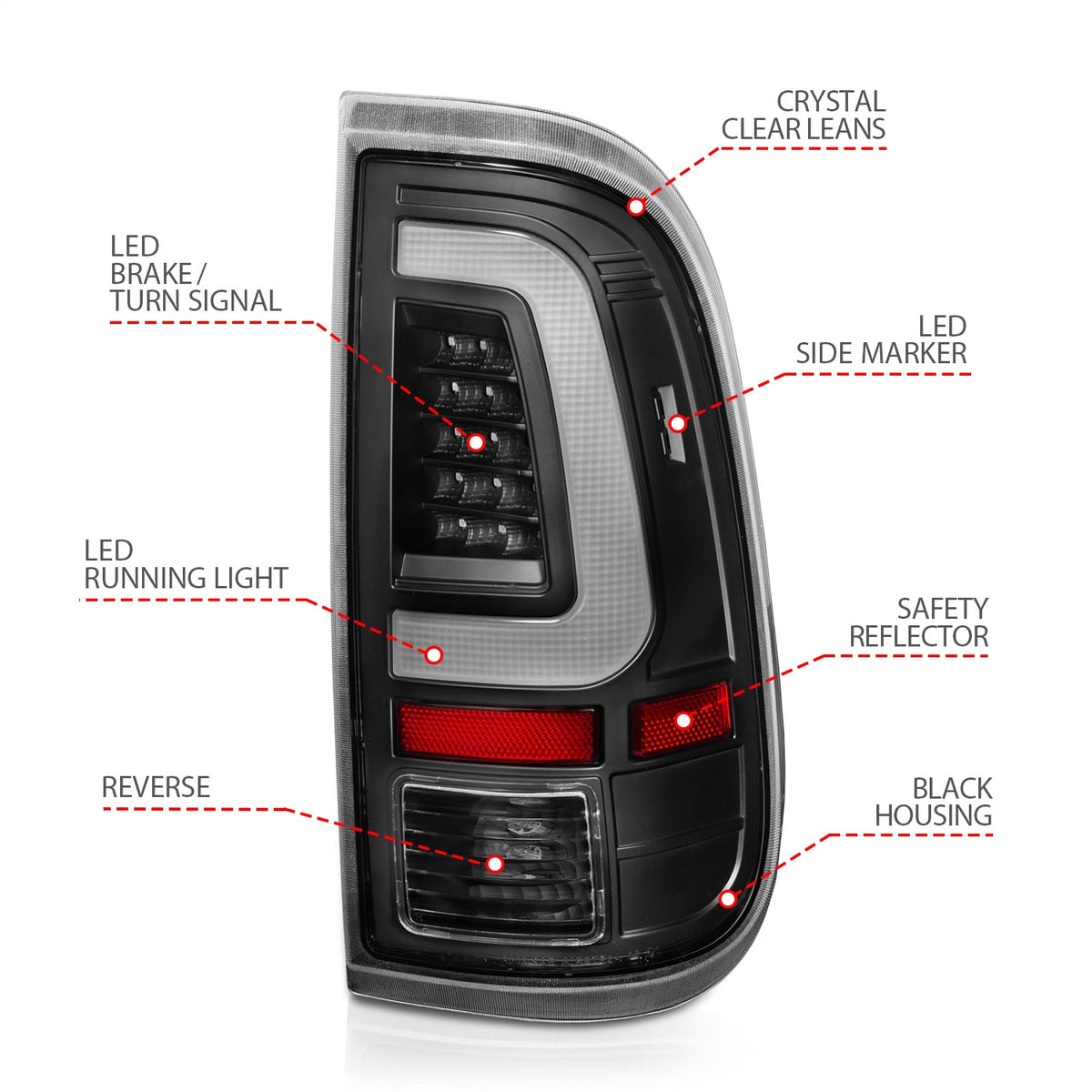 ANZO USA ZUKT_311356 Anzo ZUKT_311356 LED Tail Light Assembly LED Clear Lens Black
