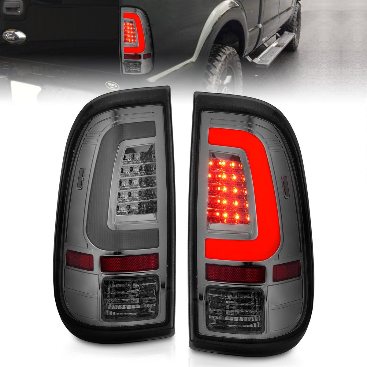 ANZO USA ZUKT_311357 Anzo ZUKT_311357 LED Tail Light Assembly LED Smoke Lens Chrome