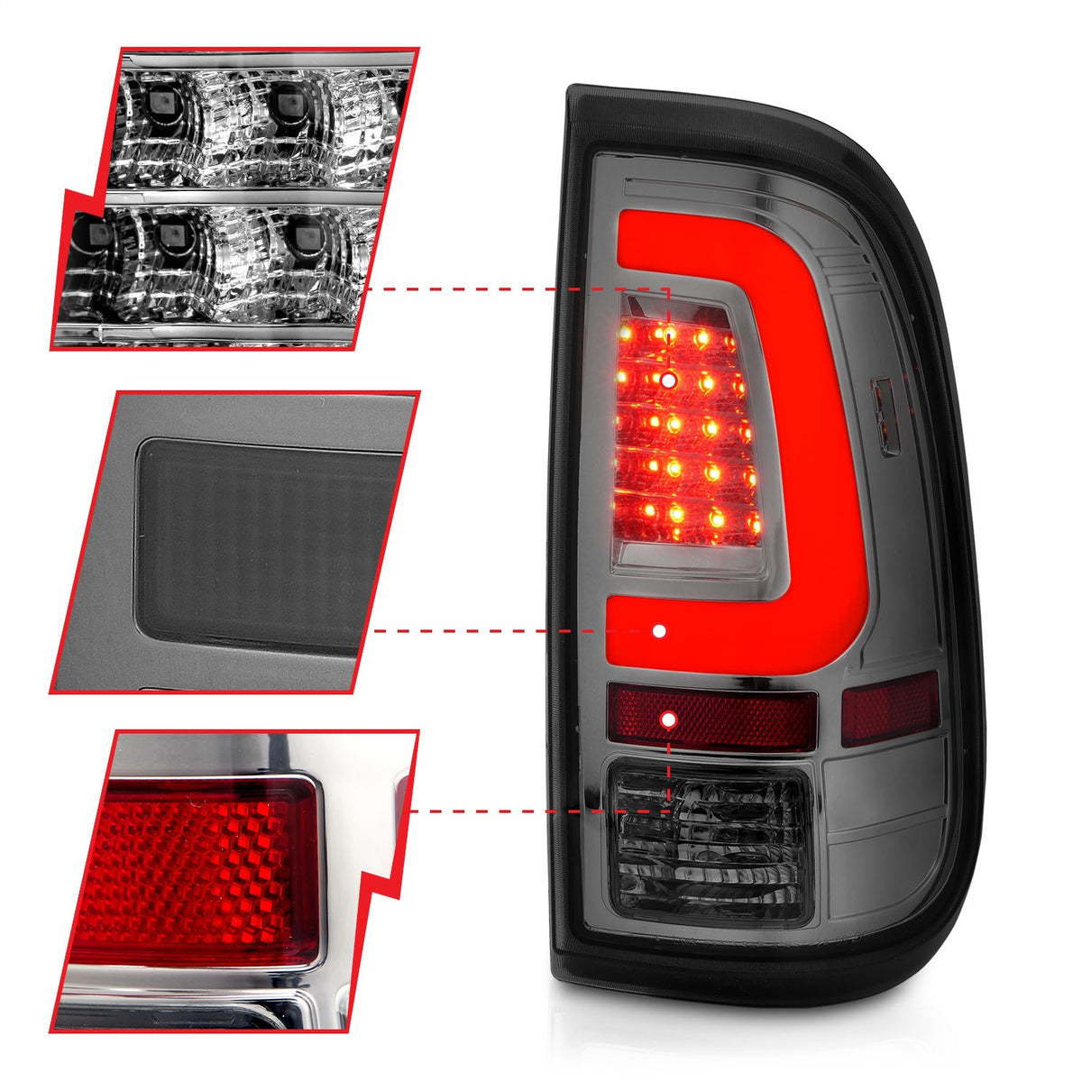 ANZO USA ZUKT_311357 Anzo ZUKT_311357 LED Tail Light Assembly LED Smoke Lens Chrome