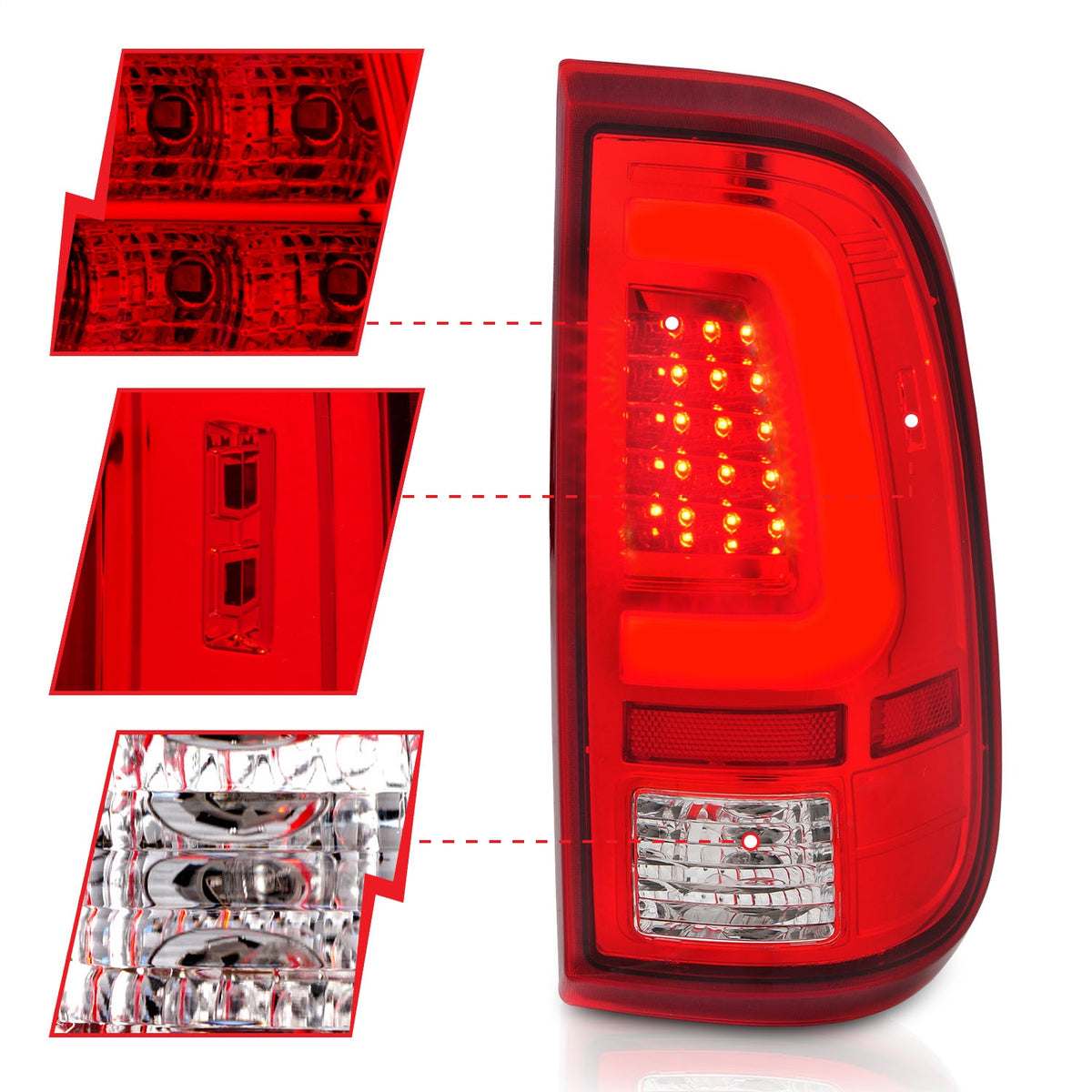 ANZO USA ZUKT_311358 Anzo ZUKT_311358 LED Tail Light Assembly LED Red/Clear Lens