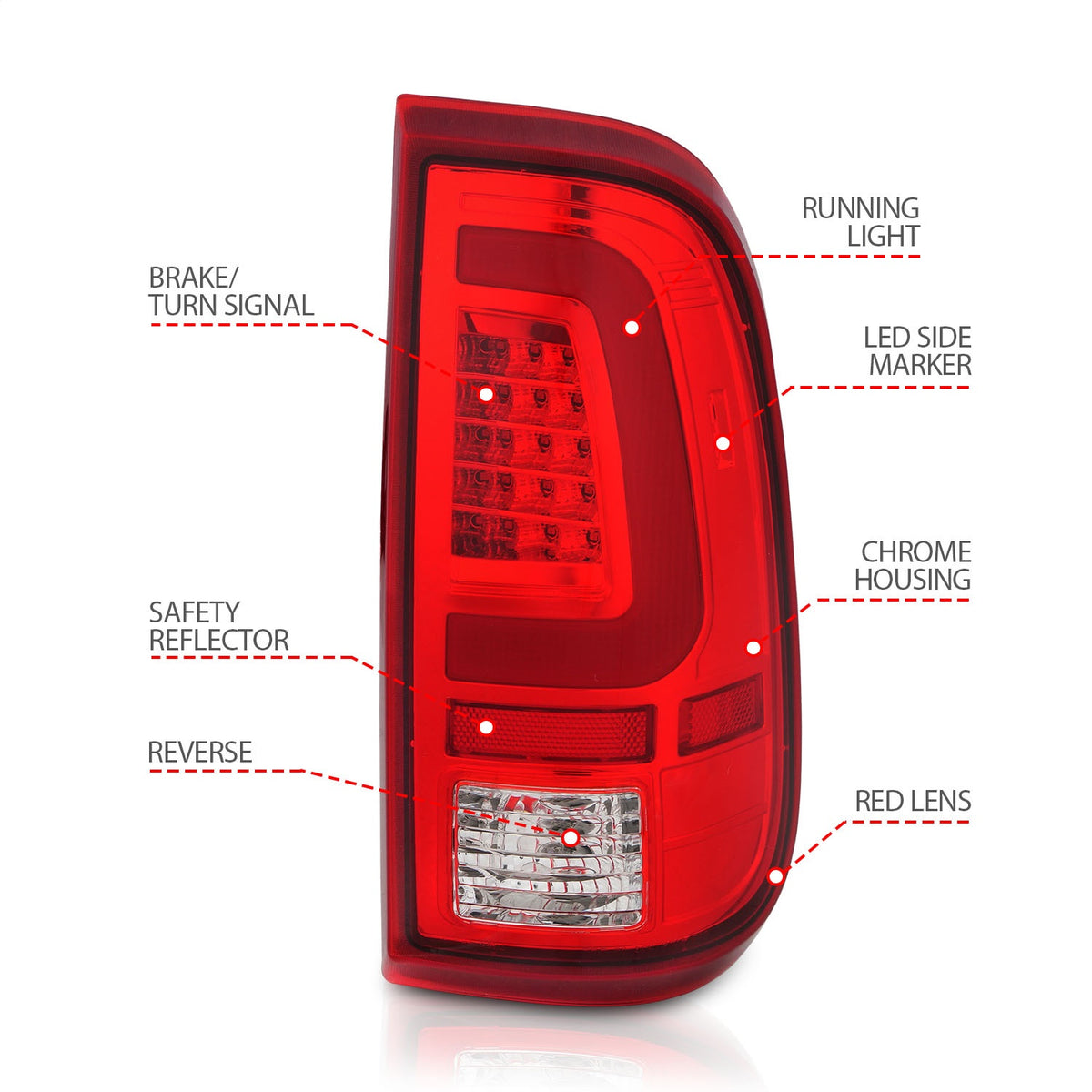 ANZO USA ZUKT_311358 Anzo ZUKT_311358 LED Tail Light Assembly LED Red/Clear Lens