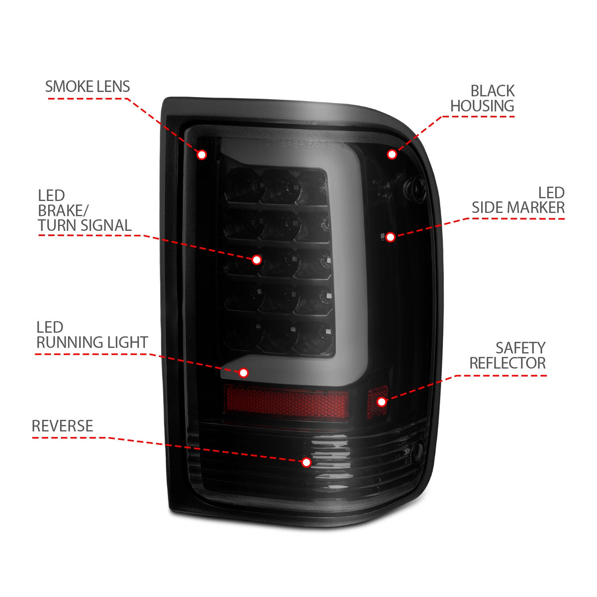 ANZO USA ZUKT_311360 Anzo ZUKT_311360 Lens Black Housing w/ Light Bar