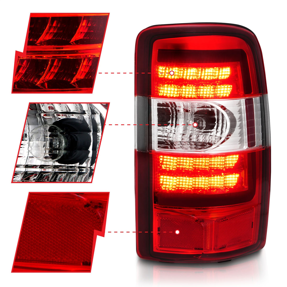ANZO USA ZUKT_311364 Anzo ZUKT_311364 LED Tail Light Assembly LED Red Lens Chrome