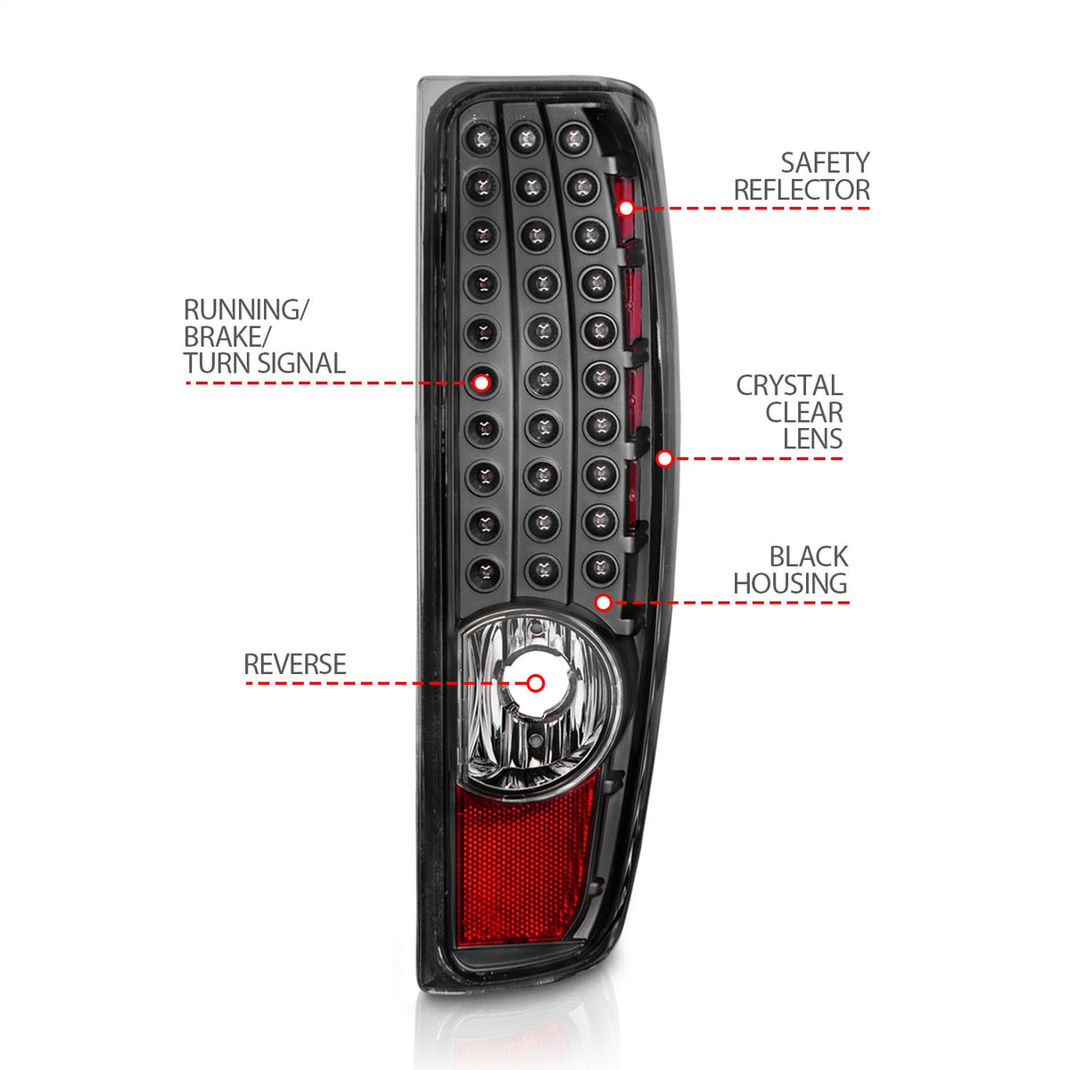 ANZO USA ZUKT_311385 Anzo ZUKT_311385 LED Tail Light Assembly Clear Lens Black Housing